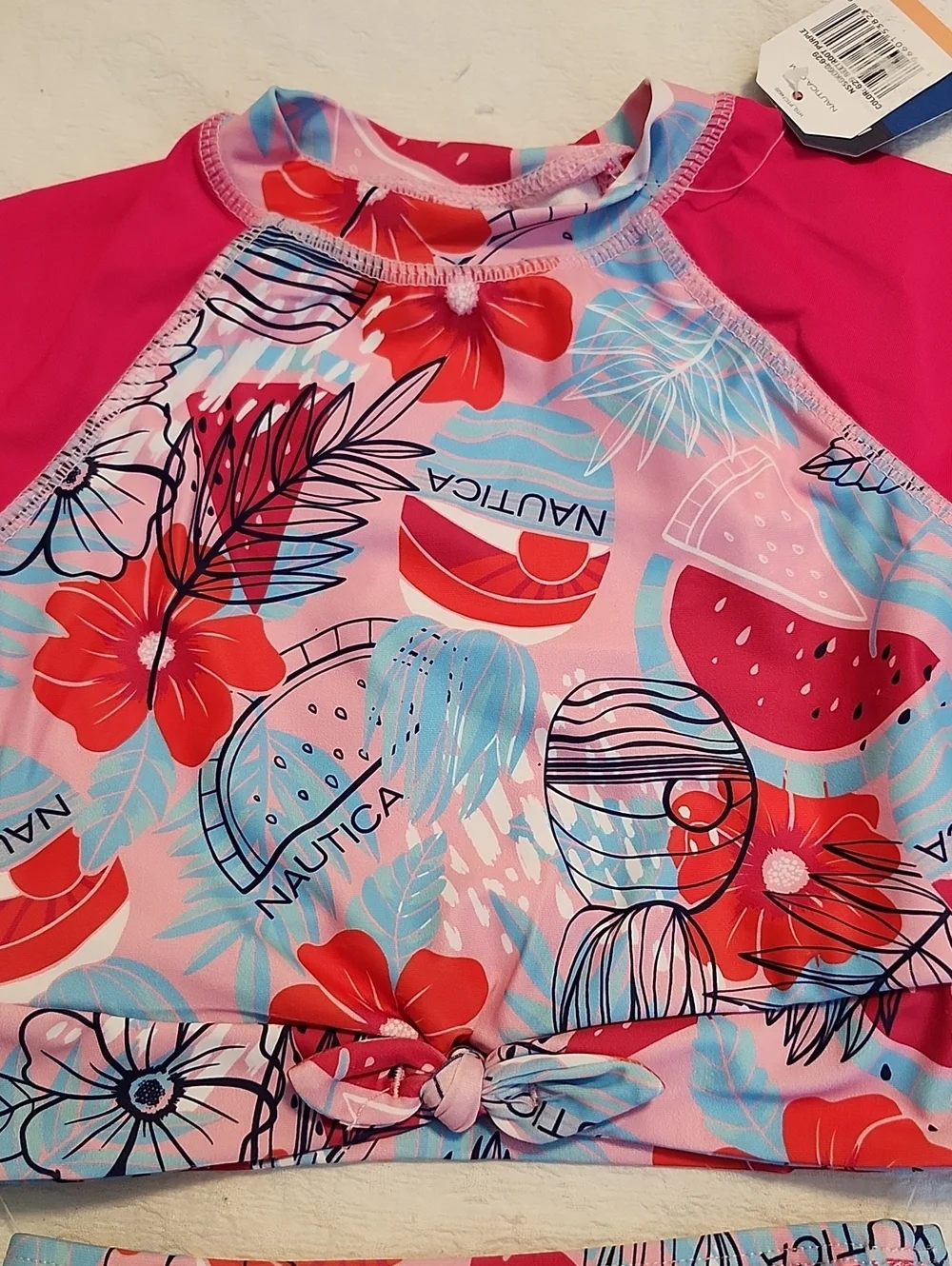 Nautica Girls Pink Floral Watermelon Rash Guard Two Piece Swimsuit Set 2T NWT